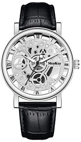 Män affärer mode herrar kvartsur män botten ihålig imitation mekanisk klocka män bälte klocka män armbandsur herr armbandsur