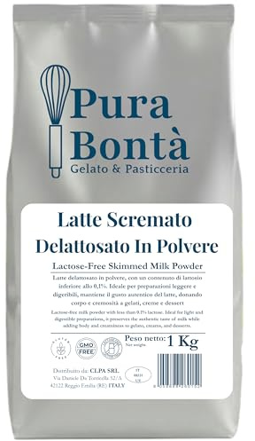 PURA BONTÀ Latte in Polvere Senza Lattosio 1kg | Scremato e Proteico | Ideale per Gelato Light, Dolci e Frullati | Confezionato in Italia