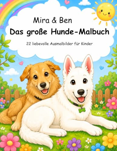 Mira & Ben – Mein großes Hunde-Malbuch: Ausmalspaß mit zwei liebenswerten Hunden für Kinder von 4 bis 10 Jahren