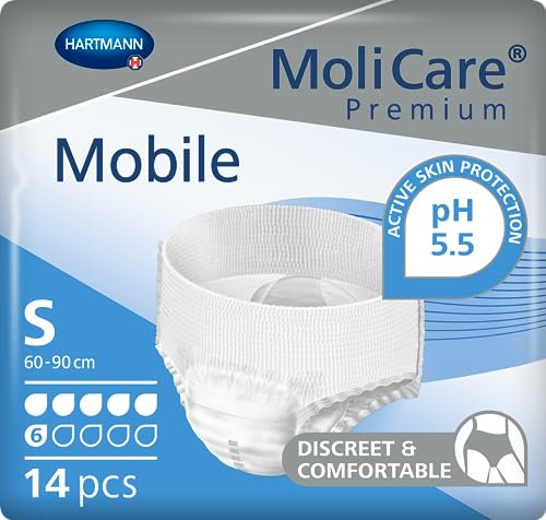 MoliCare Premium Mobile Einweghose: Diskrete Anwendung bei Inkontinenz für Frauen und Männer; 6 Tropfen, Gr. S (60-90 cm Hüftumfang), 14 Stück