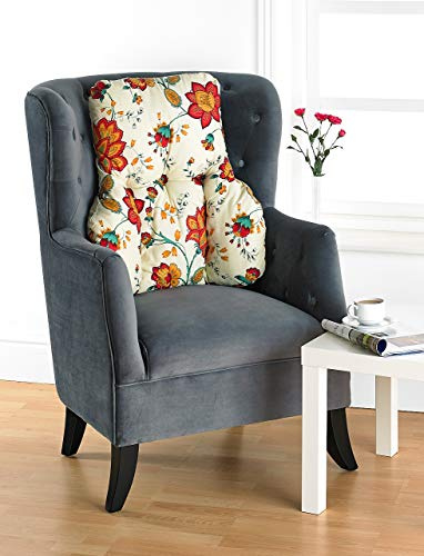 The Duvet & Pillow Company Posture Therapy Support Cushion - Jacobean Floral Print - Lumbar/Back/Orthopedic Armchair Support & Pain Relief - T-Shaped - Reading, TV