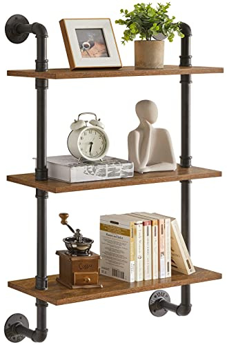 YMYNY Mensole da Muro, 3 Ripiani Industriale Scaffali Galleggianti, Montaggio Parete Libreria Scaffale, per Cucina, Ufficio, Bagno, Soggiorno, Camera da Letto HD-HRF-TM003