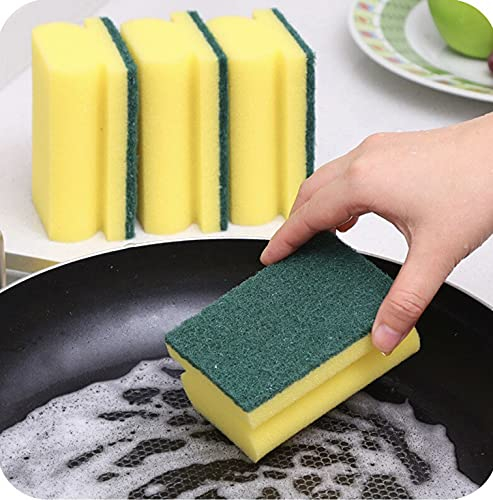 HOMESmith Spugna assorbente per piatti da cucina, in schiuma, giallo e verde, confezione da 10