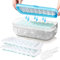 Ice Cube Tray with lid, Food-Grade Silicone Moulds, Release All Ice Cubes in One Second, Reusable 48 Ice Cube Tray(Blue)