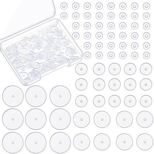 Hicarer 200 Disque de Perçage Transparent pour Piercing Bosse 3/5/ 7/9 mm Embouts de Boucles d'Oreilles en Silicone Stabilisateur de Disque en Plastique Patchs de Soutien d'Oreille, 4 Tailles
