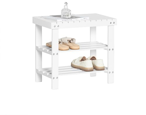SoBuy FSR02-K-W Banco Zapatero, Estantería para Zapatos de bambú, 50 x 29 x 46 cm, ES