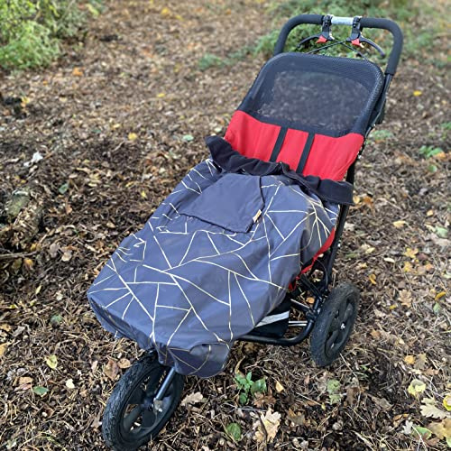 Bundlebean Cosy pour fauteuil roulant enfant – Nylon imperméable doublé polaire, poche avant chauffe-mains, sangles réglables – Ajustement universel pour fauteuil roulant et poussette à besoins