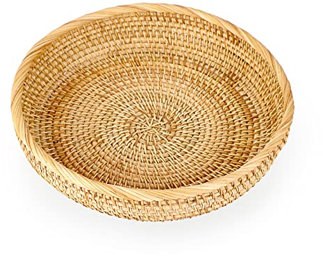SUMTree Panier de service corbeille à fruits panier en rotin décoration support de rangement pour table, bureau, salon (25cm)