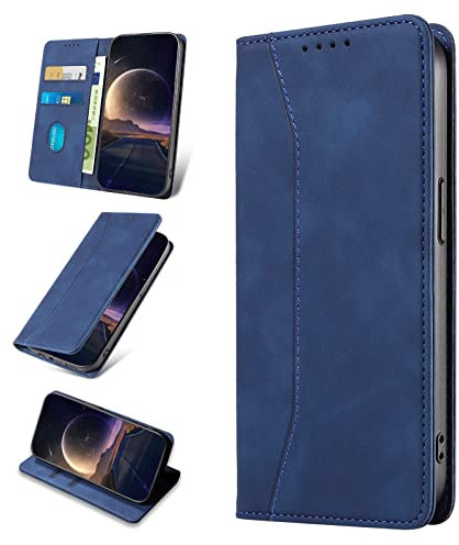 KANVOOS Handyhülle für Google Pixel 6a Hülle, Premium PU Leder Flip Klappbar Stoßfeste Schutzhülle [Kartenfächern], Wallet Case Hülle für Google 6a (Blau)
