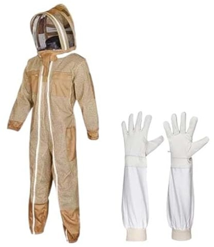 URBANSBEE Tuta Apicoltore Ventilata doppia cerniera Professionale Abito Apicoltura con Fantasia Cappello ampia tasca gli apicoltori contro punture delle Tuta Naturale traspirante ape Giacca