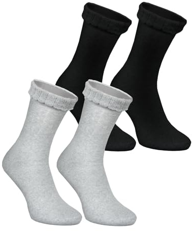 Rainbow Socks - Calzini per Diabetici - Calzini in Spugna Caldi ed Elastici Senza Pressione - 2 Paia - Taglia S