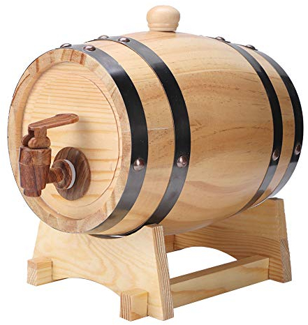 aqxreight Equipo de Elaboración de Cerveza de Madera 1.5L Hogar Mini Barril de Vino de Madera de Pino Barril para el Hogar Café Color Madera de Pino 1.5L (1.5L)
