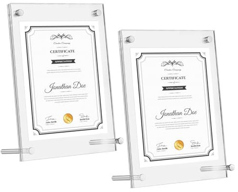 2 Pezzi Cornici Per Foto in Acrilico, 18.8x13.8cm Trasparente Cornici Portafoto in Acrilico, Cornice Espositivo Fotografica Chiaro, Cornice Decorativa per Ufficio Casa Foto Certificati Display