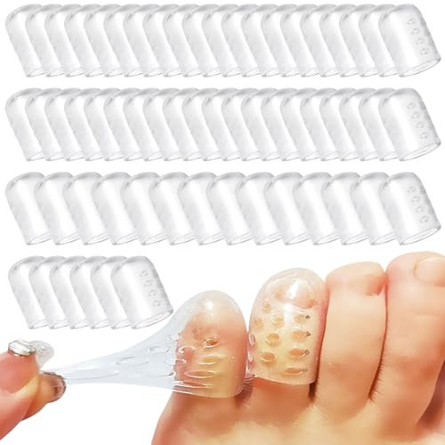 60Pcs Zehenschutz Silikon Zehenkappen Schutz Zehenschutzkappe Klare Weiche kleine Zehenabdeckungen Atmungsaktiv Silikon Zehenschutz Verhindert Blasen Reibung Fußschmerzen Lindern