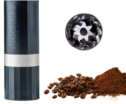 1Zpresso Q Air Manual Coffee Grinder-Black, Mini Slim Travel Sized Fits in The Plunger, Stainless Steel Conical Burr, Numerical Adjustable Setting for Pour Over French Press Cold Brew
