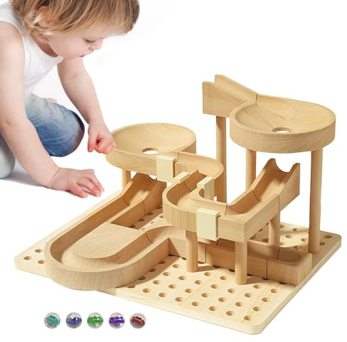 Labirinto di biglie per adulti, pista per biglie in legno | Corsa con palline rompicapo portatili - Set da gioco di costruzione, puzzle, kit modello di montagne russe, giocattoli da