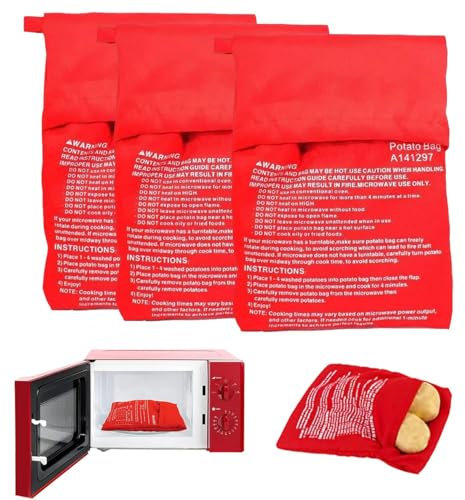 3Pcs Sac Cuisson Pomme,Terre Micro Ondes Cuit Pomme,Sac Pomme de Terre,Sac de Cuisson de Pommes,Terre au Micro-Ondes,Lavable et Réutilisable Sac de Cuisson Micro - Ondes