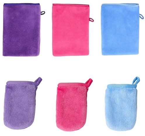 agogue 6 Stück Waschlappen Gesicht, Waschhandschuh Körper Waschlappen Frottee Und Waschhandschuhe Frottee Für Die Tägliche Hautreinigung Pflege 20x15 cm and 11x9 cm