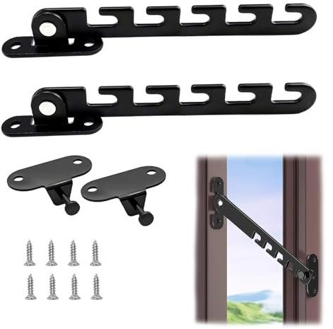 EUYKQNOI 2 Set Finestra Limitatore Sicurezza Limitatore Apertura Finestra Ferma Finestre Antivento Manopole Ribaltabili Per Finestre Serratura Per Finestra Con 4 Viti Per La Regolazione Della Finestra