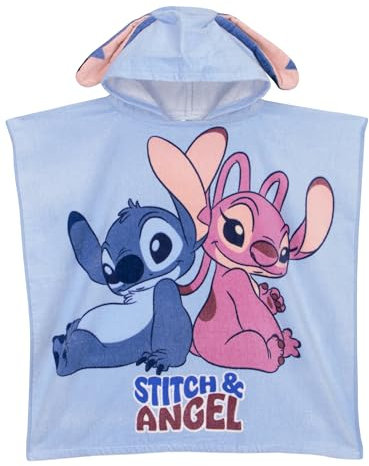 Disney Kids Poncho | Lilo And Stitch Towel | Stitch Hooded Kids Towel Poncho | Cotton Beach Towels | One Size | Blue