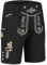 Steigenhöfer Manufaktur Kurze Trachten Jogginghose mit Kordelzug im Lederhosen Look - Moritz - Jogging Lederhose Herren Tracht für Oktoberfest Wiesn und weitere Feierlichkeiten - Schwarz - S