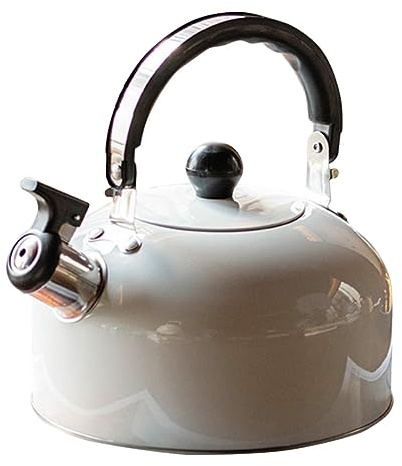 LOLIPPYY Hervidor de Agua Silbante de Acero Inoxidable Blanco con Capacidad de 3l, Tetera para Estufa con Mango Ergonómico Adecuado para Cocina Doméstica