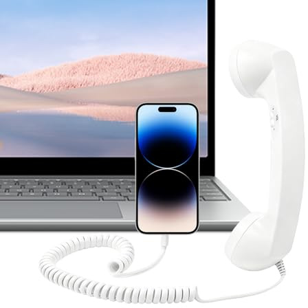 Receptor De Mango De Teléfono Retro Tipo C,Auricular Retro para Teléfonos Celulares,Adaptador De Teléfono Celular A Línea Fija,con Micrófono,para Oficinas, Viajes, Cocina, Baño Junto A La Cama