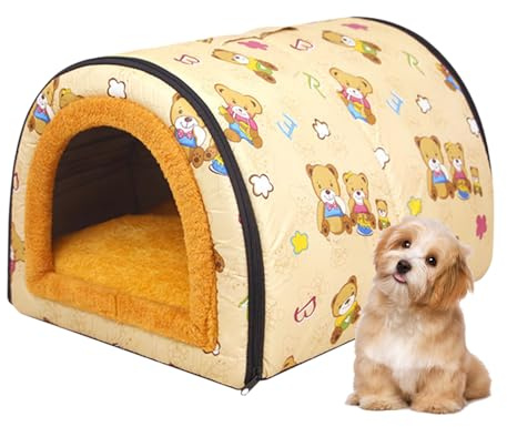 Niche pour Chien d'intérieur, lit pour Animal de Compagnie avec Coussin Amovible et poignée de Transport, Niche apaisante Lavable pour Chien, lit Chaud antidérapant pour Chiens et Chats