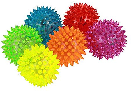 Lot de 6 balles lumineuses - Jouets pour chien - Élastiques - Emettent des couinements - Petite taille : 6,3 cm