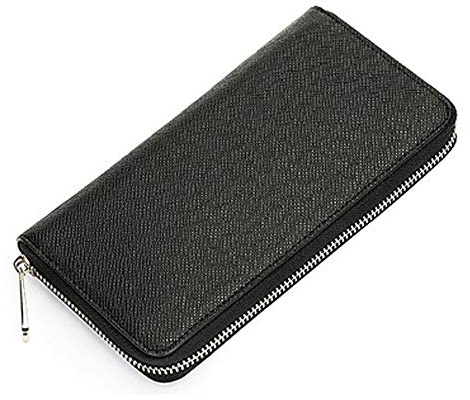 ysister Herren Geldbörse Retro PU Geldbörse Reißverschluss Clutch Slip-On Geldbörse Große Kapazität Lange Brieftasche Sicherer Kreditkartenetui EIN tolles Geburtstagsgeschenk (Schwarz), Schwarz,