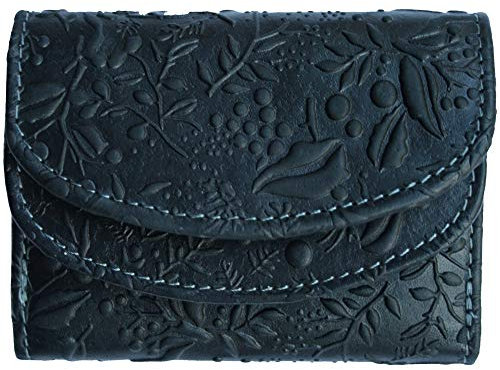 Hill Burry kleine Geldbörse Leder Damen Blumenmuster schwarz