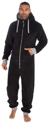 Men's Snuggle Fleece Onesie Hooded All in One Lounge – Warm & Cosy