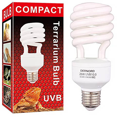 DERNORD UV Lampe Reptilien Wärmelampe - 26W 10.0 UVA UVB Lampe Terrarium Light Bulb UV Licht Lampe für Wellensittich Leopardgecko Wärmelampe Schildkröten