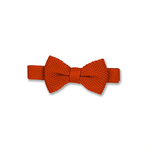 Broni&Bo barn stickad fluga för pojkar från enfärgade enfärgade barnflugor för varje tillfälle, Mörkbränd orange, en storlek