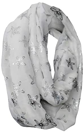 FAIRYGATE Loop Scarf for Women Delicate Pattern as Perfect Summer Accessory Tube Circle Infinity Scarves Wrap White 55030