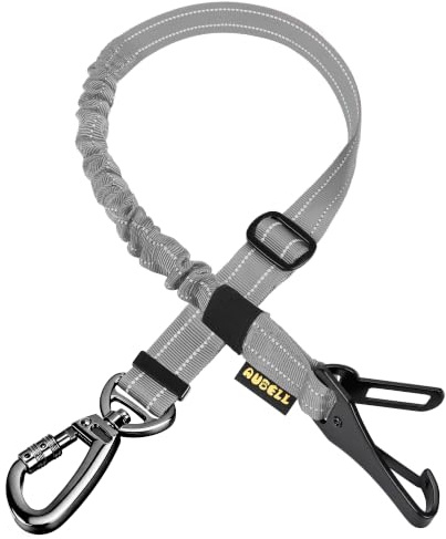 AUBELL Dog Seat Belt for Car,Updated 3-in-1 Bungee Dog Car Harness,Grey