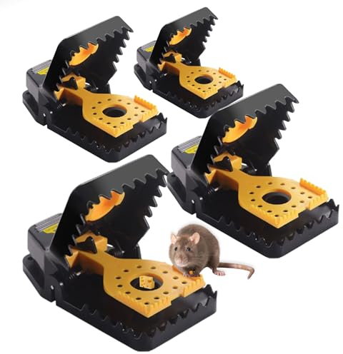 Dutreg Mausefallen Schlagfallen, 4er Wiederverwendbar Mäusefalle Schlagfalle, Effizient Profi Rattenfalle Für Innen Haus Küche, Draußen Garten(Groß)