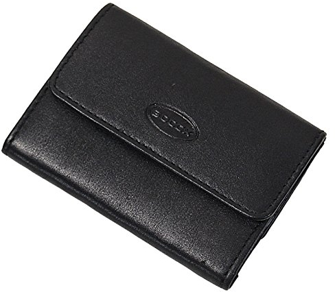 BOCCX Kleines Portemonnaie Damen - Mini Geldbörse Herren Echt Leder (9x7x2cm) - Geldbeutel klein mit Münzfach (Schwarz)