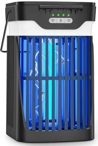 Anysun Insektenvernichter Elektrisch, Mückenfalle mit Solares und USB-Aufladbares, 3-in-1 Mückenlampe LED-Licht, Wasserdichter Fliegenfalle Elektrisch für Schlafzimmer Camping Garten Innen und Aussen