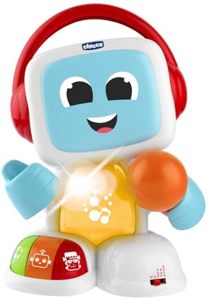 Chicco Robit Jeu Musical électronique avec Microphone, Jouet Musical pour Enfants,3 Modes de Jeu, 3 Genres musicaux, Vrai Microphone, karaoké, 3-6 Ans