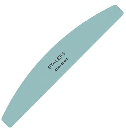 STALEKS PRO Expert 41 Crescent Polishing Buff (400/3000 Grit, 1 Pc) – Professional Double-Sided Buff for Natural Nail Shine & Final Stage Manicures