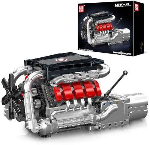 Mould King 10203 Technik V8 Engine Building Blocks Modello Giocattolo, Simulazione di Blocchi Motore V8 MOC con Kit Motore Funzionale per Appassionati di Auto (1169 Pezzi)