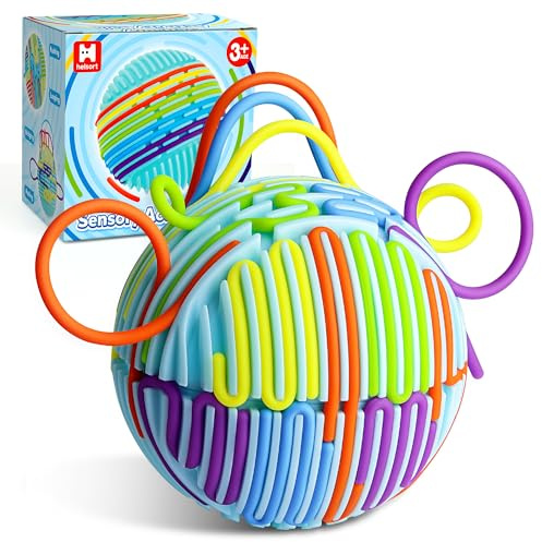Fidget Toys sensoriale per bambini e adulti, palla per attività sensoriale con 20 corde, giocattoli sensoriali per autismo, ADHD, calmante, antistress, giocattoli da viaggio, con borsa portatile