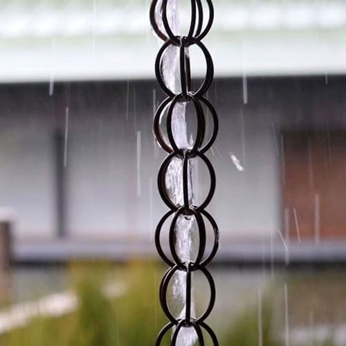 Cadena de lluvia metálica de bucle,Cadena de lluvia de aleación de aluminio,Desviador del Agua de Lluvia de los Bajantes de los Canales,Pabellón, porche, villa, jardín, decoración del hogar 2m(6.5ft)