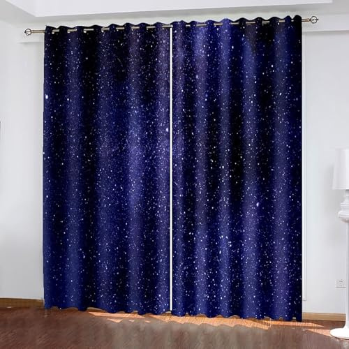 Aotiwe Juego de 2 visillos para otoño, cortinas opacas largas, color lila oscuro, cielo estrellado, poliéster, 192 x 229 cm