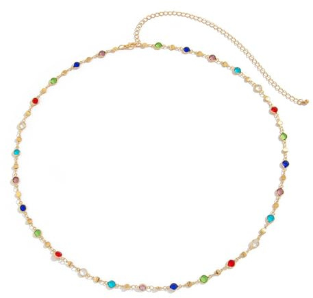 Cadena de cadera de cristal multicolor vibrante para mujer, elegante bikini de playa, joyería corporal, accesorio de cintura, accesorios de moda, elegante cadena de cadera de cristal, talla única