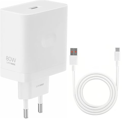 Caricatore Rapido 80W SUPER VOOC con Cavo USB-C 1M 6A, Adattatore Ricarica Veloce Type-C per Smartphone compatibili con OPPO Find X6 X5 X3 Reno 14 13 12 11 OnePlus Nord 4 3 2T 12R 11 10 9 realme GT 12