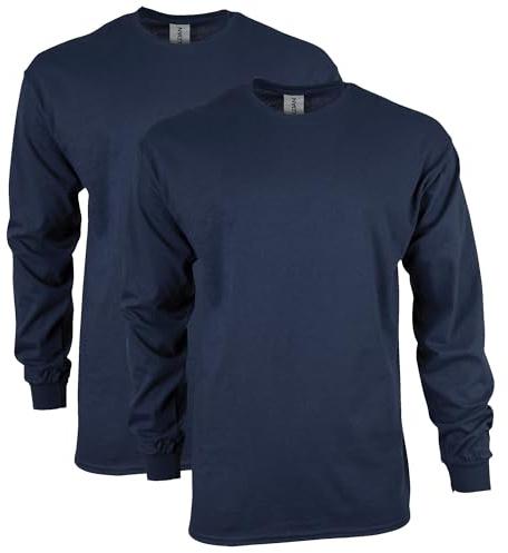 Gildan Men's Ultra Cotton Long Sleeve T-Shirt, Style G2400, Multipack, Navy (2-Pack), X-Large