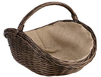 Paniers et porte-bûches pour cheminées en osier gris brun avec une housse en jute (Marron/jute)