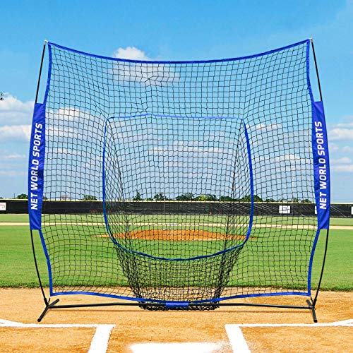 Baseball Schlagtrainingsnetz – 2,1m x 2,1m Baseball und Softball Schlagnetz - Socknetz mit Stiften und eine Tragetasche (Pop-Up Schlagnetz)